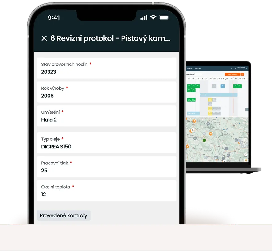 Montáže, servis a revize kompresorů a tlakových nádob s mWork365