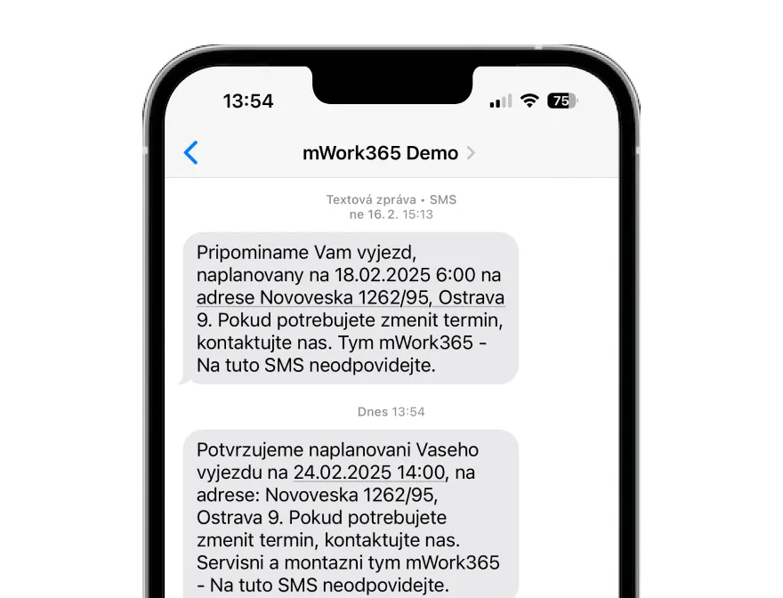 Notifikace v mWork365